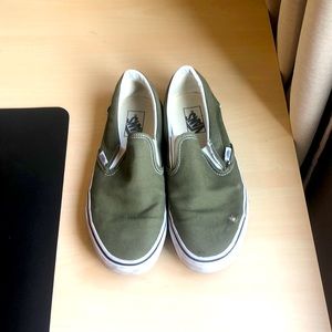 Forest green slip on vans size 10